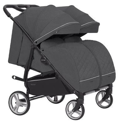 Коляска універсальна 2 в 1 для двійні, CARRELLO Connect CRL-5502/1 Serious Black, чорна, Карелло Коннект
