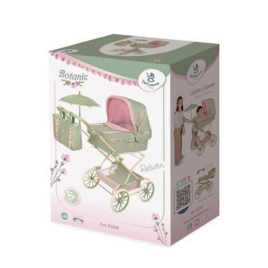 Коляска класична для ляльок до 55см DeCuevas Botanic, з сумкою та парасолькою, 90*40*90 см, 82068