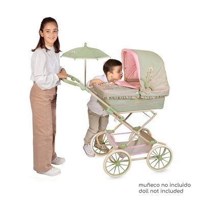 Коляска класична для ляльок до 55см DeCuevas Botanic, з сумкою та парасолькою, 90*40*90 см, 82068