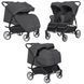 Коляска універсальна 2 в 1 для двійні, CARRELLO Connect CRL-5502/1 Serious Black, чорна, Карелло Коннект