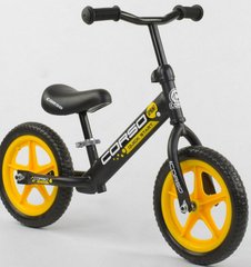 Велобег детский "CORSO",колеса EVA 12 дюймов, 15004, черно-желтый