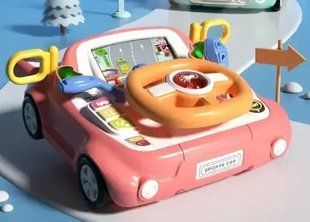 Игровой набор - автотренажер, интерактивный руль со звуком и светом, CY 7099 B pink
