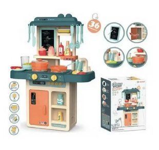 Детская игровая кухня с водой, свет, звук, 63&times;45,5&times;22 см, 36 предметов, синяя, 889-170