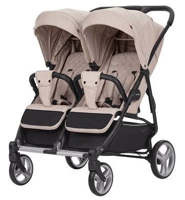 Коляска універсальна 2 в 1 для двійні, CARRELLO Connect CRL-5502/1 Cotton Beige, бежева, Карелло Коннект