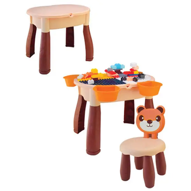 Игровой стол с конструктором и стульчиом "Медвежонок", 172 детали, IBLOCK PL-921-286