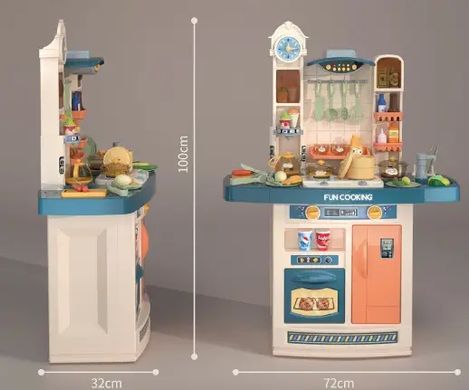Дитяча ігрова кухня з холодильником, вода, світло, звук, 56 предметів, 100см, 998A|B