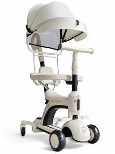 Самокат трансформер з бампером та батьківською ручкою, 3в1, Maraton Smart Baby 669 white