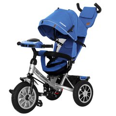 Велосипед трехколесный с родительской ручкой детский TILLY CAMARO T-362/2, синий, надувные колёса