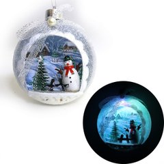 Елочный шар LED 3D фигура "Снеговик в лесу" 13,5х11,5х7см, 742320