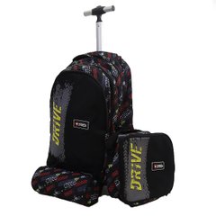 Набор: детский тканевый чемодан-рюкзак на колесах + термо-сумка + пенал "Drive" 520497