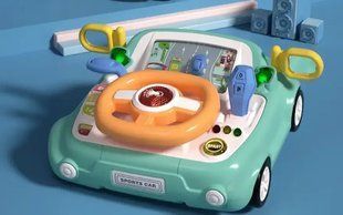 Игровой набор - автотренажер, интерактивный руль со звуком и светом, CY 7099 B green