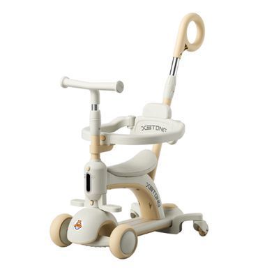 Самокат трансформер с бампером и родительской ручкой, 3в1, Maraton Smart Baby 669 white
