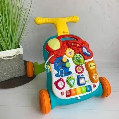 Детские музыкальные каталка - ходунки 2в1 - столик, пианино, шестеренки, LIMO TOY, M 5473 AB (N5218A)