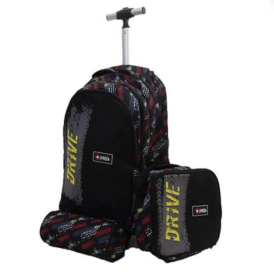 Набір: дитячий тканинний валіза-рюкзак на колесах+сумка+пенал "Drive" 520497