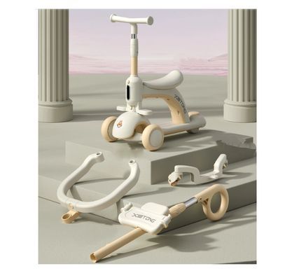 Самокат трансформер с бампером и родительской ручкой, 3в1, Maraton Smart Baby 669 white