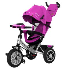 Велосипед трехколесный с родительской ручкой детский TILLY CAMARO T-362/2, фиолетовый, надувные колёса