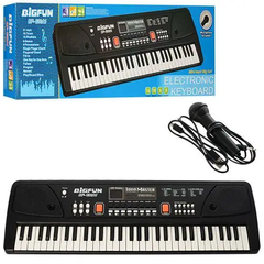 Детский игровой синтезатор 61 клавиша, BIGFUN BF-630A1 с микрофоном, работает от UCB и батареек