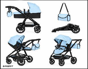 Коляска для кукол трансформер 2в1, CARRELLO ULTRA + сумка, 85*40*80см, 9696 Blue