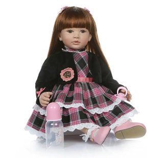 Кукла виниловая 55см, ручная работа, с тёмными волосами, Reborn Baby Doll 52