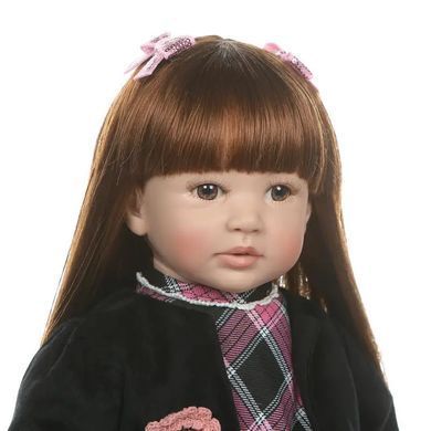 Лялька вінілова 55см, ручна робота, з темним волоссям, Reborn Baby Doll 52