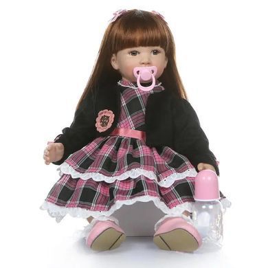 Лялька вінілова 55см, ручна робота, з темним волоссям, Reborn Baby Doll 52
