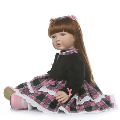 Лялька вінілова 55см, ручна робота, з темним волоссям, Reborn Baby Doll 52
