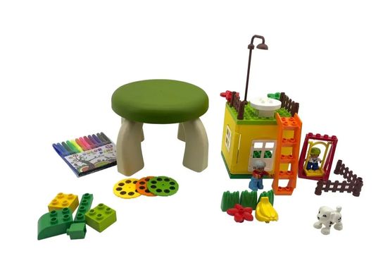 Игровой стол с конструктором и проэктором "Динозаврик", 3 в 1, зеленый, 180 деталей, SE-105