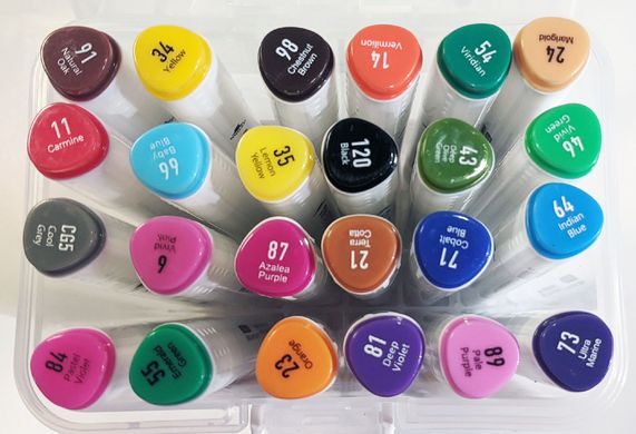 Набір двосторонніх скетч маркерів на спиртовій основі "AIHAO" PM514-24, 24 штуки в пластиковому пеналі