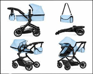 Коляска для кукол трансформер 2в1, CARRELLO ALFA + сумка, 72*14*82 см, 9707 BLUE