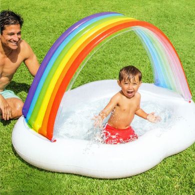 Дитячий надувний басейн Intex "Равлик" з навісом для малюків, 57124, 145*102*74см