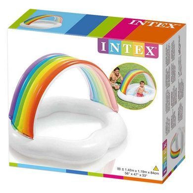 Дитячий надувний басейн Intex "Равлик" з навісом для малюків, 57124, 145*102*74см