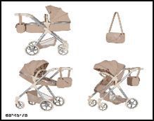 Візочок для ляльок, трансформер 2в1, CARRELLO OPTIMA + сумка, 60*25*80см, 9711 BEIGE