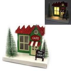 Новогодний декор домик LED 3D фигура "Кафе" 13,5х16,5х12 см, 746559