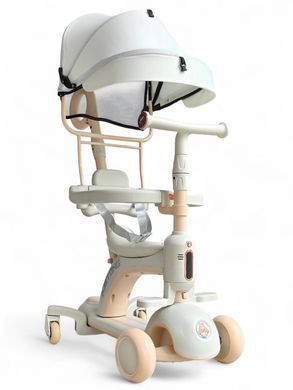 Самокат трансформер з бампером та батьківською ручкою, 3в1, Maraton Smart Baby 669 beige