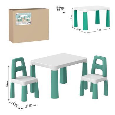 Детский столик с 2 стульями зеленый, Technok Toys 0440