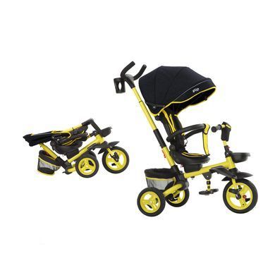 Велосипед триколісний з батьківською ручкою TILLY FLIP T-390/1, складається, поворотне сидіння, жовтий