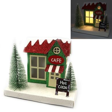 Новорічний декор будиночок LED 3D фігура "Кафе" 13,5х16,5х12 см, 746559