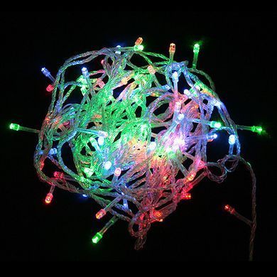 Гирлянда светодиодная LED разноцветная, прозрачный провод, 300 лампочек