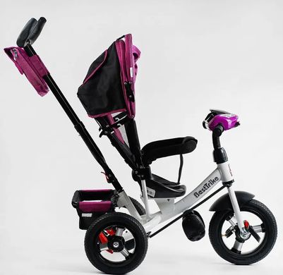 Велосипед трехколесный с родительской ручкой Best Trike 3390/10-777 надувные колеса, фара с UCB, малиновый