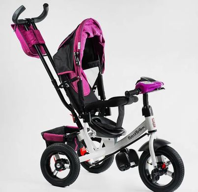 Велосипед трехколесный с родительской ручкой Best Trike 3390/10-777 надувные колеса, фара с UCB, малиновый