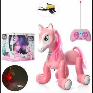 Интерактивный Пони на радиоуправлении, USB, сенсор, звук, свет, 1031 pink
