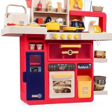 Детская игровая кухня "Spray Kitchen" большая, звук, вода, свет, пар, 80 предметов, 93см, красная, 889-272