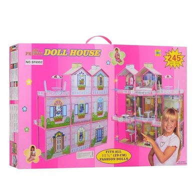Кукольный домик с мебелью для кукол Барби , 3 этажа, 109х41х107см cм, 6992