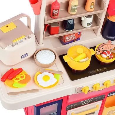 Детская игровая кухня "Spray Kitchen" большая, звук, вода, свет, пар, 80 предметов, 93см, красная, 889-272