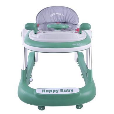 Детские музыкальные ходунки с рулем на игровой панели, Baby Walker BW109 green