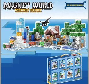 Конструктор магнітний Майнкрафт, Magnet Block (Magnet world), "Крижаний світ" великий 8 в 1, 383 елемента, T9920