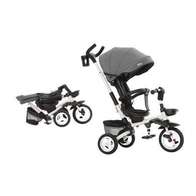 Велосипед триколісний з батьківською ручкою TILLY FLIP T-390/1, складається, поворотне сидіння, сірий