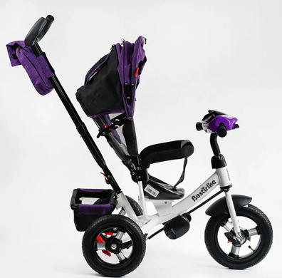 Велосипед трехколесный с родительской ручкой Best Trike 3390/15-708 надувные колеса, фара с UCB, фиолетовый