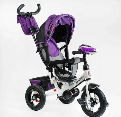 Велосипед трехколесный с родительской ручкой Best Trike 3390/15-708 надувные колеса, фара с UCB, фиолетовый