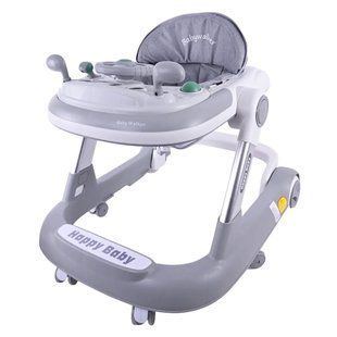 Дитячі музичні ходунки з кермом на ігровій панелі, Baby Walker BW109 grey